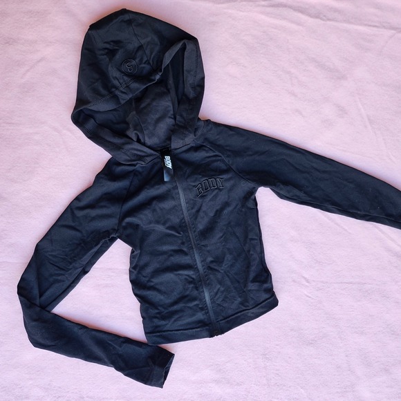 BODY by Raven Tracy Cropped Full Zip Hoodie Jacket XS Black Athletic - Picture 2 of 4